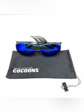Cocoons Slim Line C4014M Fitover Polarized Sunglasses Ink Blue Mirror Lens NWT